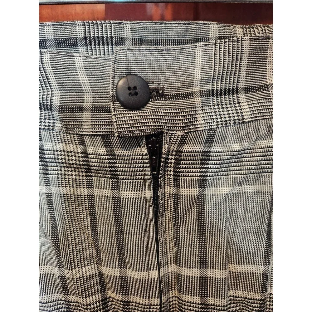 Samantha Skirt Black White Plaid Knee Length Pleated Made USA Vintage!
